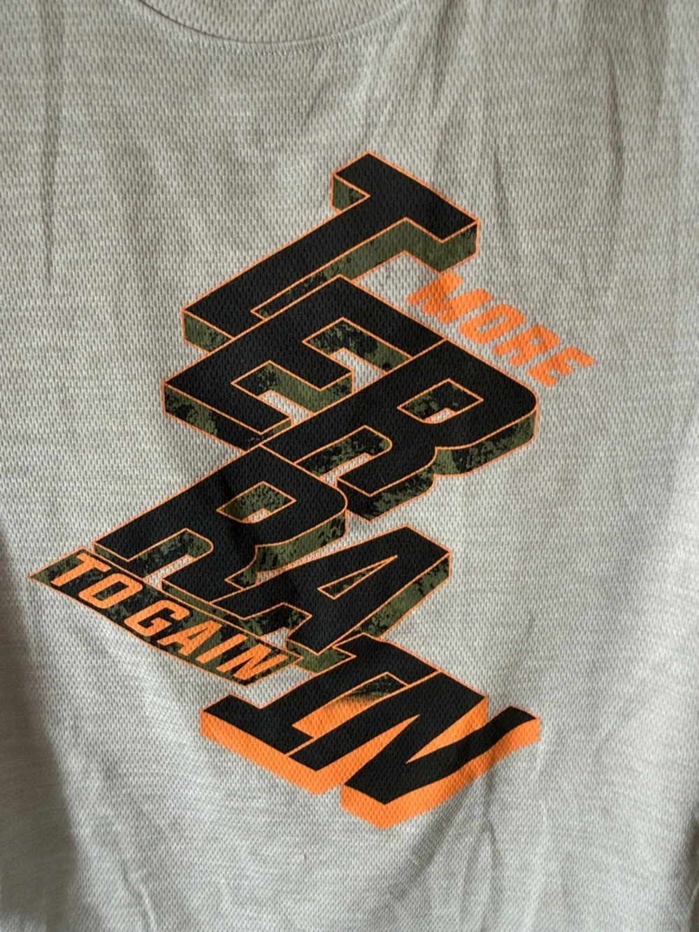 Old Navy Gray Tee with Black and Orange Graphic